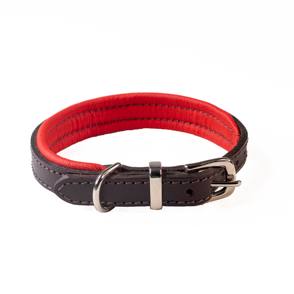 D&H Leather Padded Lead - Brown/Red