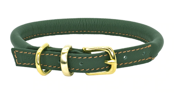 D&H Rolled Leather Lead - Racing Green/Brass