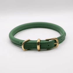 D & H Rolled Leather Collar Clover/Brass