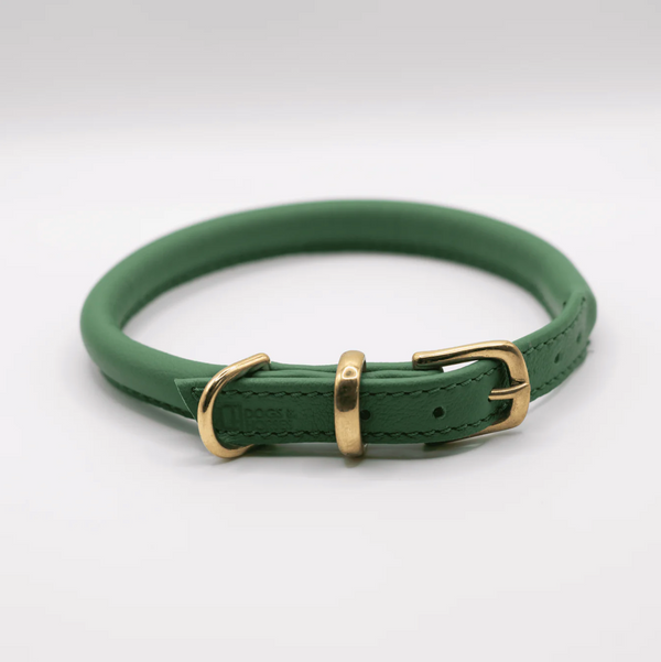 D & H Rolled Leather Collar Clover/Brass