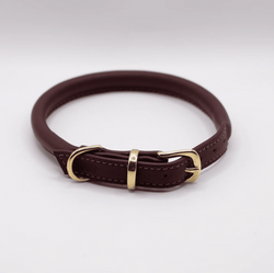D & H Rolled Leather Collar Merlot/Brass