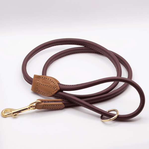 D & H Rolled Leather Lead Merlot/Brass