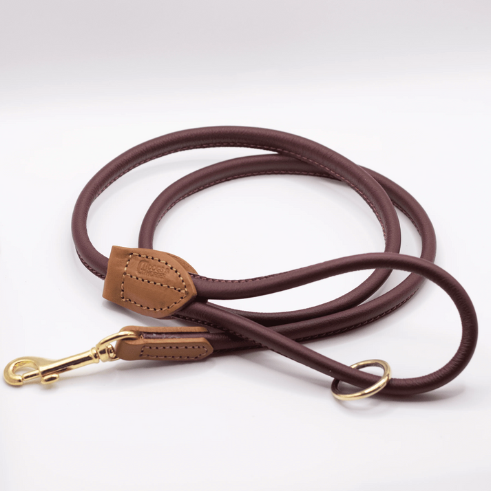 D & H Rolled Leather Collar Merlot/Brass