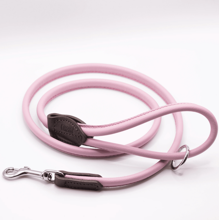 D & H Rolled Leather Collar Pink/Silver