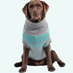 Dog Jumper - Grey with Teal Fairisle