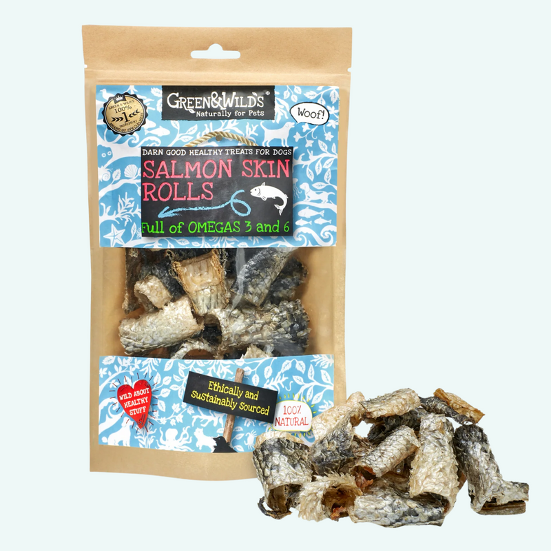 Green and Wilds Salmon Skin Rolls 50g