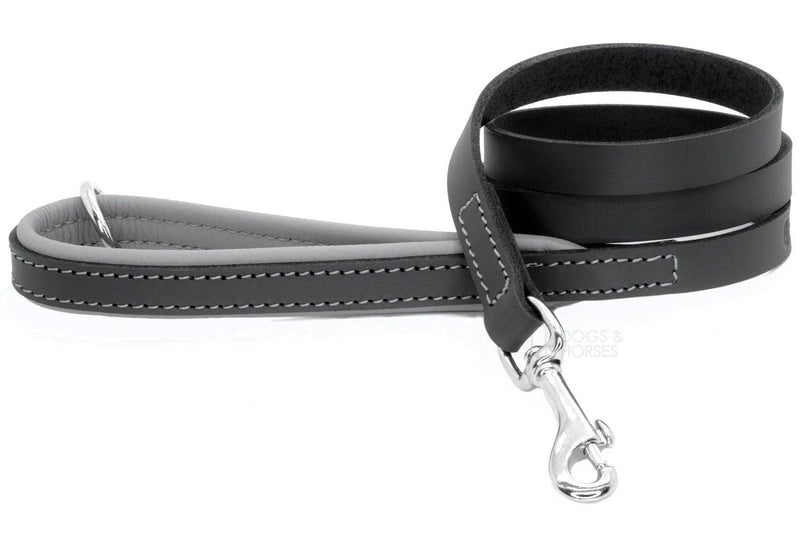 D&H Leather Padded Lead - Charcoal/Grey