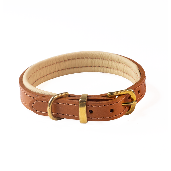 D&H Leather Padded Collar - Tan/Cream