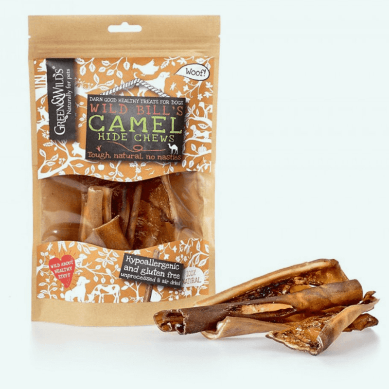 Green and Wilds Camel Hide Chews 100g - woofers & barkers