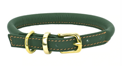 D&H Rolled Leather Collar - Green/Brass