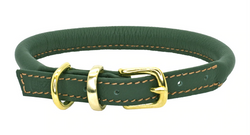 D&H Rolled Leather Collar - Racing Green/Brass