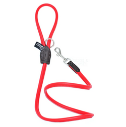 D&H Rolled Leather Lead - Red/Silver