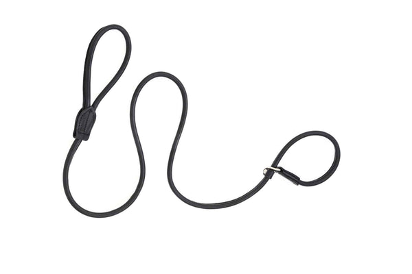 Dogs and Horses Rolled Leather Slip Lead Black - woofers & barkers