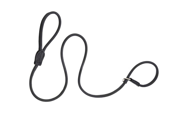 Dogs and Horses Rolled Leather Slip Lead Black - woofers & barkers