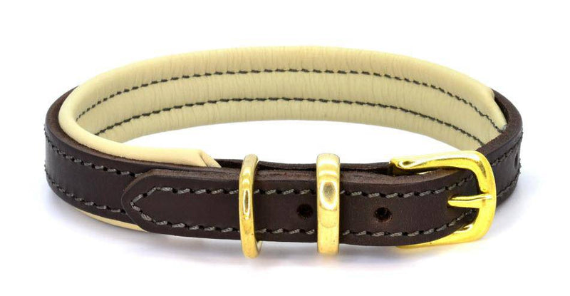 D&H Leather Padded Collar - Brown/Cream