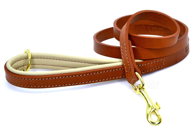 Dogs and Horses Leather Hound Collar Tan/Cream - woofers & barkers