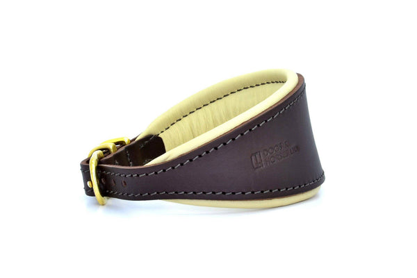 Dogs and Horses Leather Hound Collar Brown/Cream - woofers & barkers