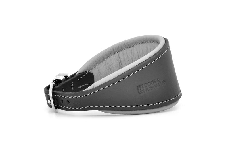 Dogs and Horses Leather Hound Collar Charcoal/Grey - woofers & barkers