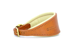 Dogs and Horses Leather Hound Collar Tan/Cream - woofers & barkers