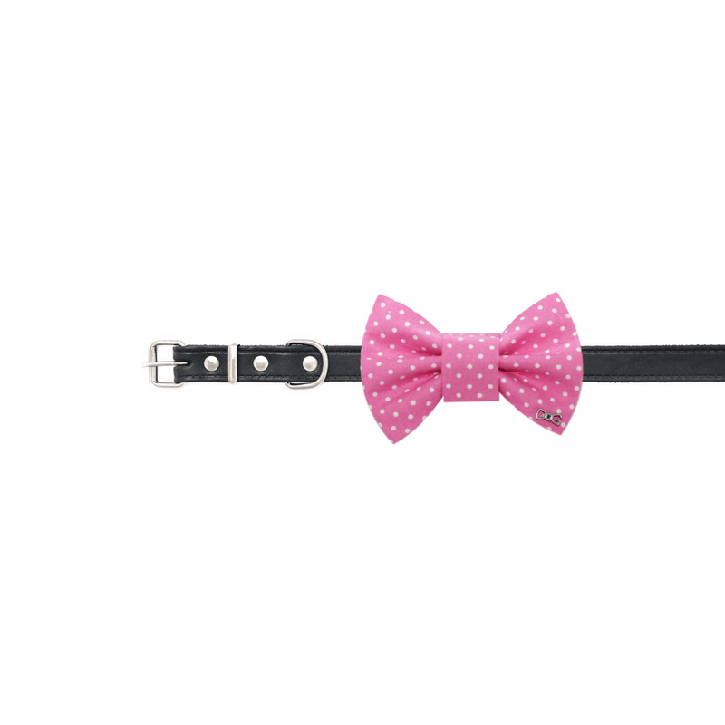 FD Bow Tie- Classic Pink & White Dots - woofers & barkers