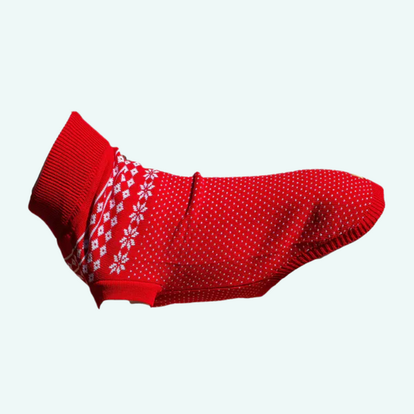 Xmas Dog Jumper - Red with White Fairisle - woofers & barkers