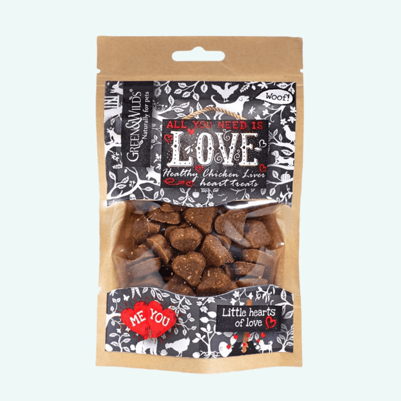 Green and Wilds Love Treats 100g - woofers & barkers