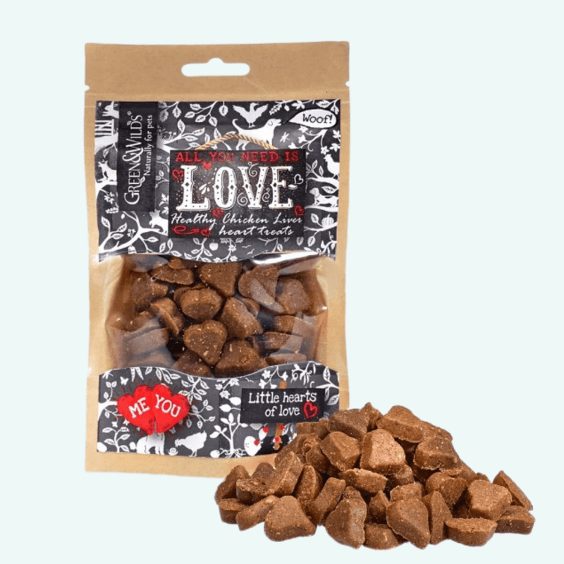 Green and Wilds Love Treats 100g - woofers & barkers