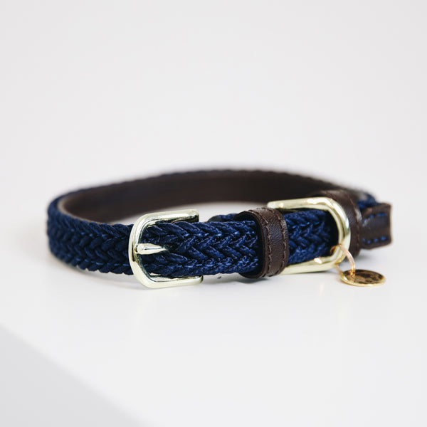 Kentucky Dog Collar - Plaited Navy
