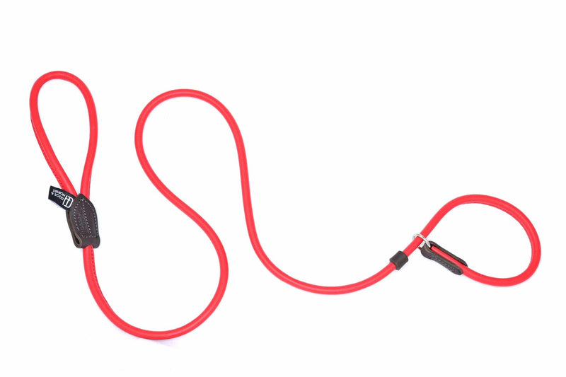 Dogs and Horses Rolled Leather Slip Lead Red - woofers & barkers