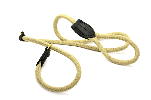 Dogs and Horses Rope Slip Lead - Black / Brass - woofers & barkers