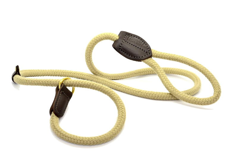Dogs and Horses Rope Slip Lead -  Brown / Brass - woofers & barkers