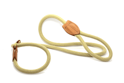 Dogs and Horses Rope Slip Lead - Tan / Brass - woofers & barkers