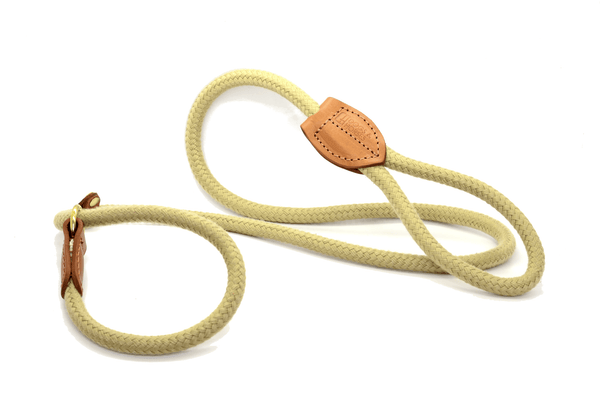 Dogs and Horses Rope Slip Lead - Tan / Brass - woofers & barkers