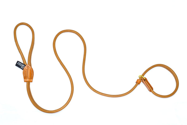 Dogs and Horses Rolled Leather Slip Lead Tan - woofers & barkers